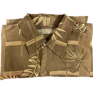 Men's Toni Richard Honolulu XL Shirt Silk Blend Short Sleeve Button Up Textured